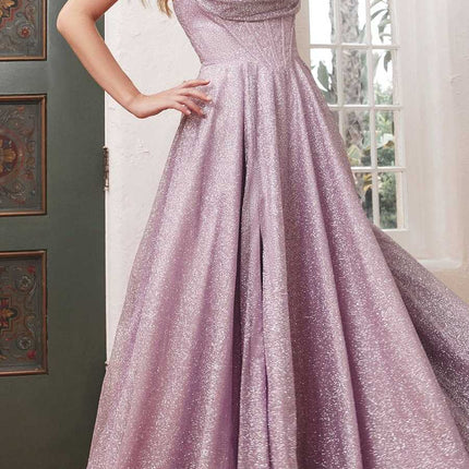 Ladivine CD252 Floor Length Lace Up Glitter A-Line Ball Gown