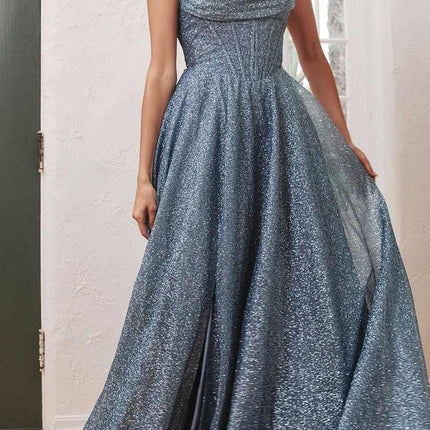 Ladivine CD252 Floor Length Lace Up Glitter A-Line Ball Gown