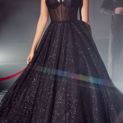 Cinderella Divine CD275 Floor Length Strapless Glitter A-Line Corset Ball Gown
