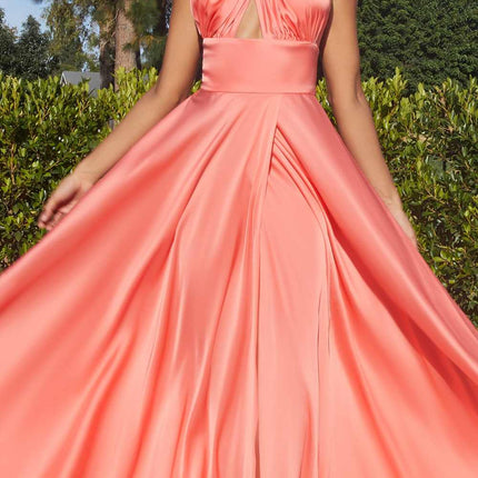 Ladivine CD323 Long Interchangeable Strap Satin A-Line Dress