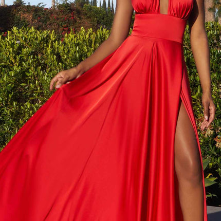 Ladivine CD323 Long Interchangeable Strap Satin A-Line Dress