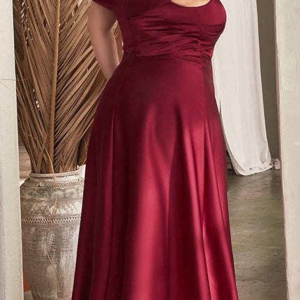 Ladivine CD325 Floor length Off the Shoulder A-Line Satin Dress