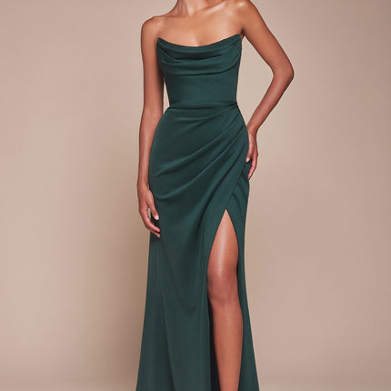 Ladivine CD355 Long Strapless Chiffon Scoop Neck Gown