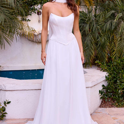 Ladivine CD386W Chiffon Strapless A-Line Bridal Gown