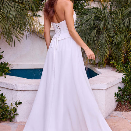 Ladivine CD386W Chiffon Strapless A-Line Bridal Gown