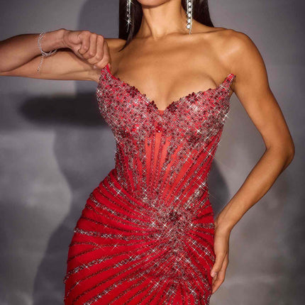 Ladivine CD646 Sculpted Boned Corset Bodice Fitted Mini Dress