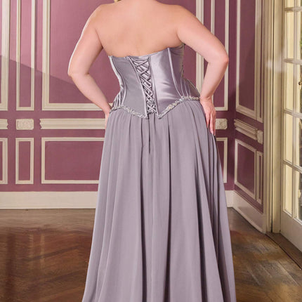 Ladivine CD668C Sculpted Satin Corset Bodice A-Line Plus Size Ball Gown