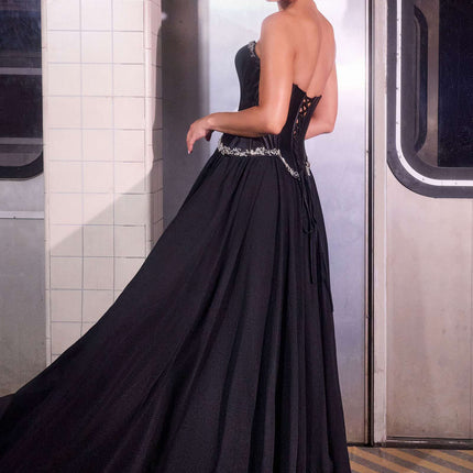 Ladivine CD668 Sculpted Satin Corset Bodice Timeless A-Line Ball Gown