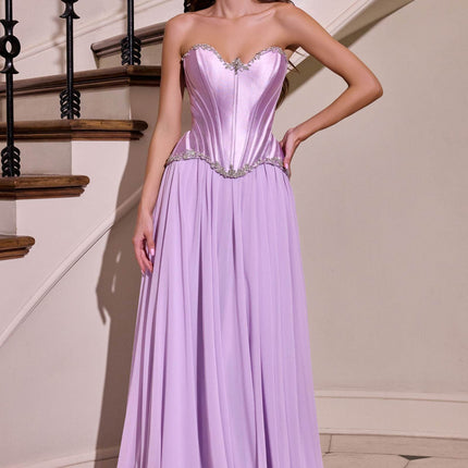 Ladivine CD668 Sculpted Satin Corset Bodice Timeless A-Line Ball Gown