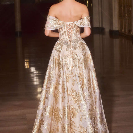 Ladivine CD682 Off the Shoulder Beaded Bodice Ball Gown