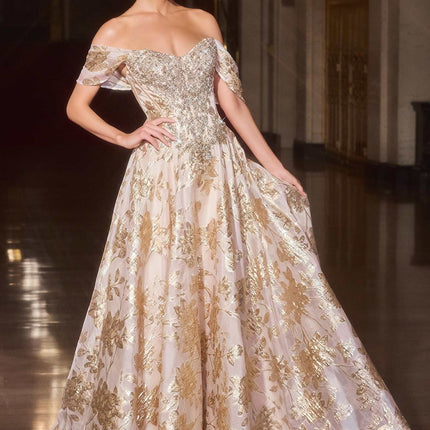 Ladivine CD682 Off the Shoulder Beaded Bodice Ball Gown