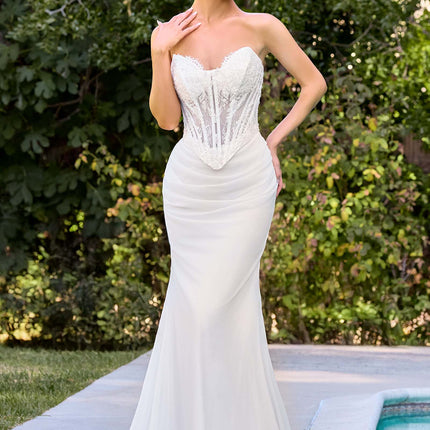 Ladivine CD683W Modern Strapless Fitted Bridal Gown