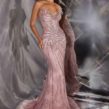 Ladivine CD715 Red Carpet Glamour Fitted Mermaid Gown