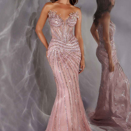 Ladivine CD715 Red Carpet Glamour Fitted Mermaid Gown