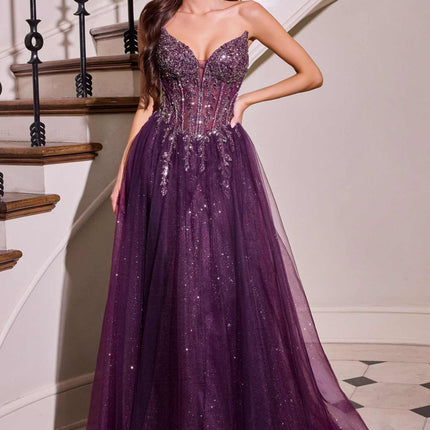 Ladivine CD721 Strapless A-Line Sweetheart Corset Bodice Formal Dress