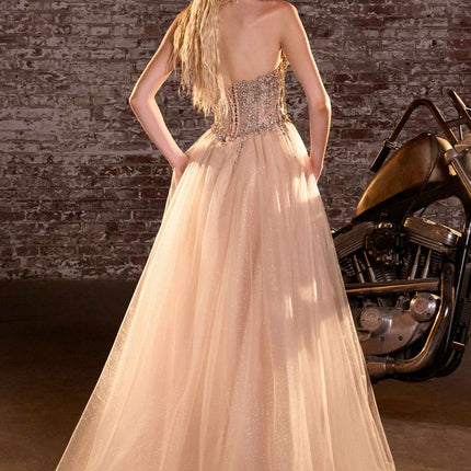 Ladivine CD721 Strapless A-Line Sweetheart Corset Bodice Formal Dress