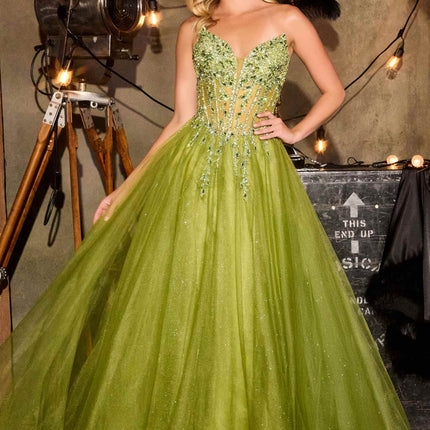 Ladivine CD721 Strapless A-Line Sweetheart Corset Bodice Formal Dress