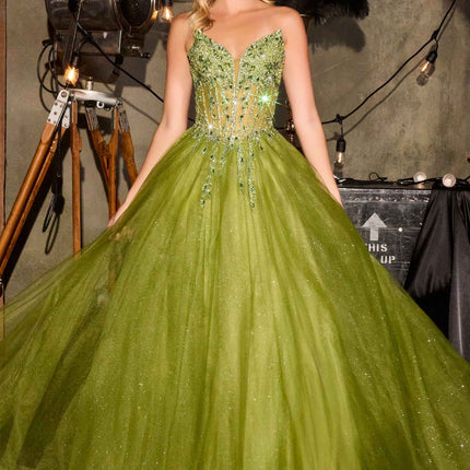 Ladivine CD721 Strapless A-Line Sweetheart Corset Bodice Formal Dress