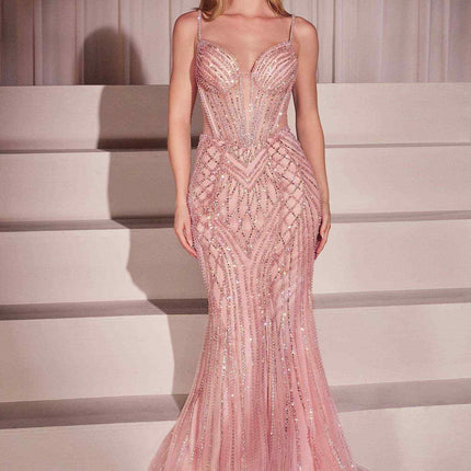 Ladivine CD759 Embellished Fit & Flare Prom Dress