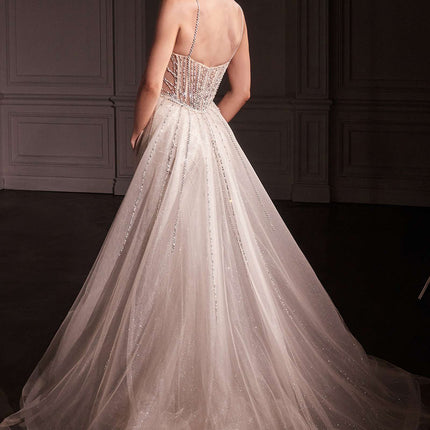 Ladivine CD763 Fit & Flare Crystal Embellished Gown & Overskirt