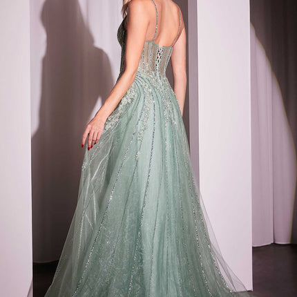 Ladivine CD786 Dress Crystal Embellished A-Line Tulle Gown