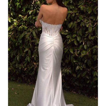Ladivine CD797W Dress Strapless Sweetheart Satin Wedding Gown