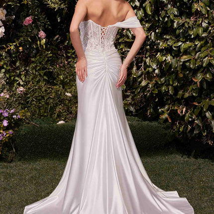 CLEARANCE - Ladivine CD804W Dress Lace Satin Fit & Flare Bridal Gown (Size 16)