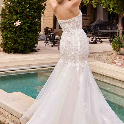 Ladivine CD858W Long Strapless Mermaid Dress Removable Sleeves