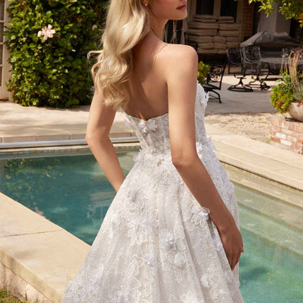 Ladivine CD860W Long Chapel Train Strapless A-Line Bridal Gown Removable Shawl