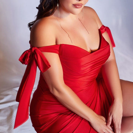 Cinderella Divine CD943 Long Fitted Stretch Jersey Formal Dress Off Shoulder