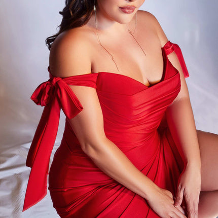 Cinderella Divine CD943C Long Fitted Stretch Jersey Formal Dress Off Shoulder