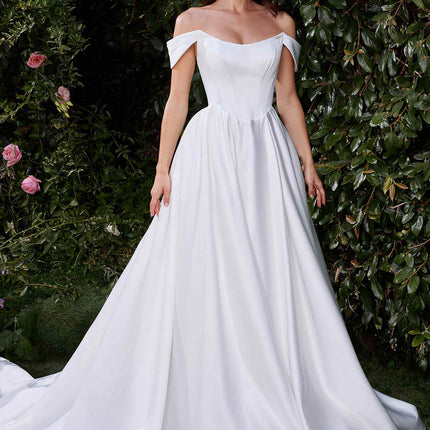 Ladivine CDS513W Dress Off the Shoulder Soft Satin Bridal Ball Gown