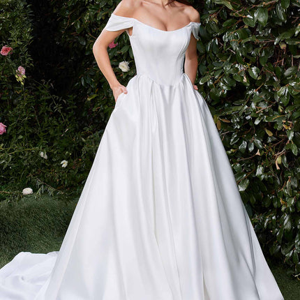 Ladivine CDS513W Dress Off the Shoulder Soft Satin Bridal Ball Gown