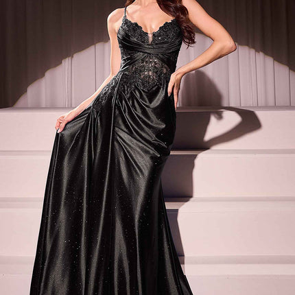 Ladivine CDS524 Dress Fitted Satin & Lace Evening Gown