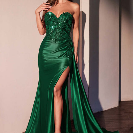 Ladivine CDS530 Strapless Sweetheart Fitted Satin Prom Dress