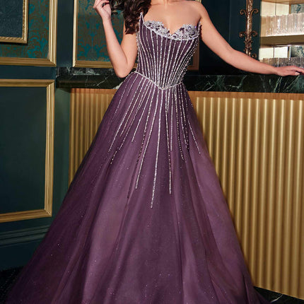 Ladivine CDS541 Glitter A-Line Ball Gown Strapless Crystal Beaded