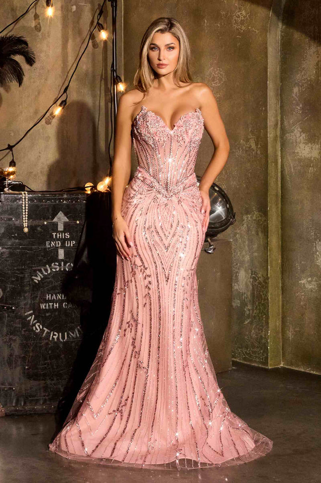 Ladivine CDS557 Fully Embellished Show Stopper Fitted Mermaid Gown