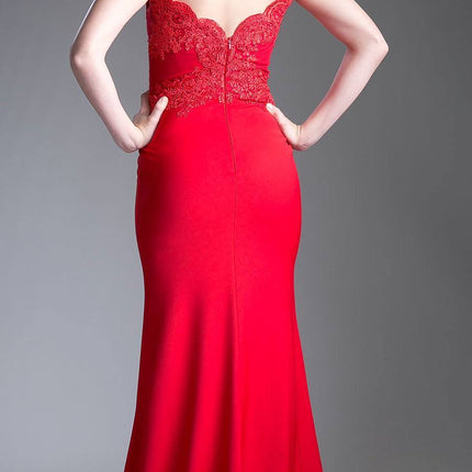 Cinderella Divine CF158 Off Shoulder Floor Length Evening Gown Applique Bodice