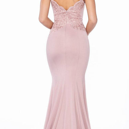 CLEARANCE - Cinderella Divine CF319 Long Fitted Gown Plunging V-Neck (Size M)