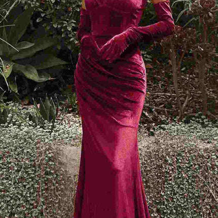 Cinderella Divine CH176 Vintage Velvet Hollywood Strapless Fitted Gown