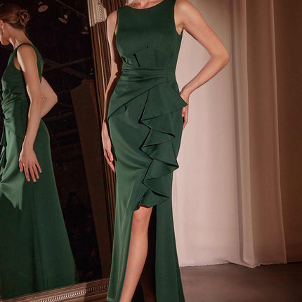 Ladivine CH377 Long Fitted Neoprene Dress