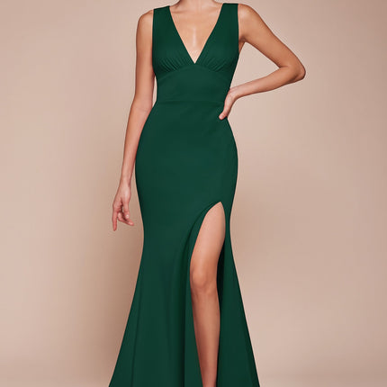 Ladivine CH395 Long Sleeveless V-Neckline Chiffon Dress