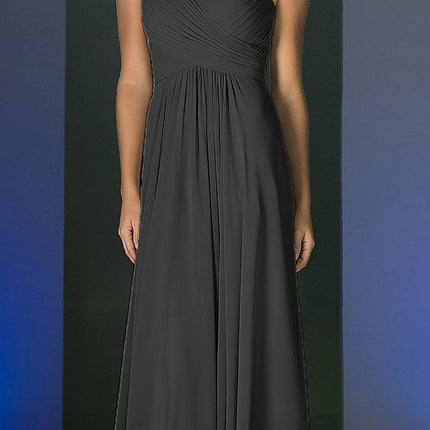 CLEARANCE - Ladivine CJ214 Long Chiffon Dress V-Neck Pleated Bodice (Size 4)