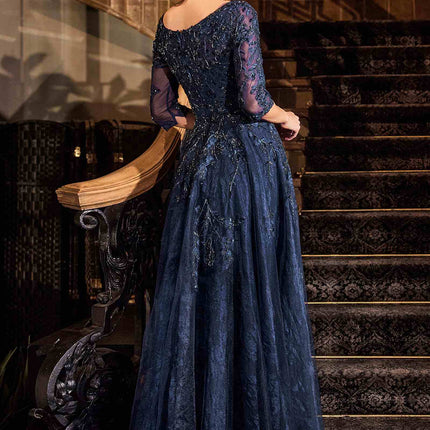 Ladivine CK2401 A-Line Lace & Tulle Modest Mother of the Bride Gown
