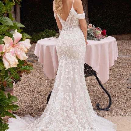 Ladivine CK703W Off The Shoulder Fitted Lace Bridal Gown