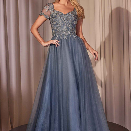 Ladivine CM360 Embellished Lace Layered Tulle Ball Gown
