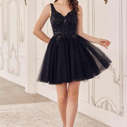 Ladivine CY019 Dress Sequin Beaded A-Line Short Dress