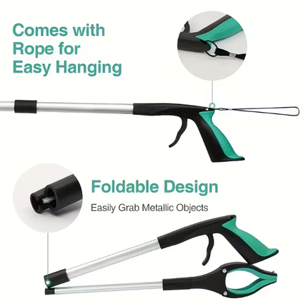 Heavy-Duty Steel Folding Trash Picker – 32" with Magnet & Anti-Slip Handle