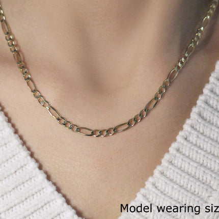 3.8mm 14k Yellow Gold Solid Figaro Chain