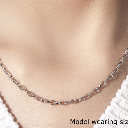 3.5mm 14k White Gold Pendant Chain with Textured Links
